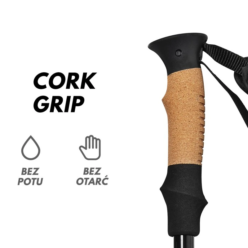 Cork Grip Portable Carbon Fiber Quick Lock Anti-Shock Telescopic Hiking Walking Sticks Trekking Poles