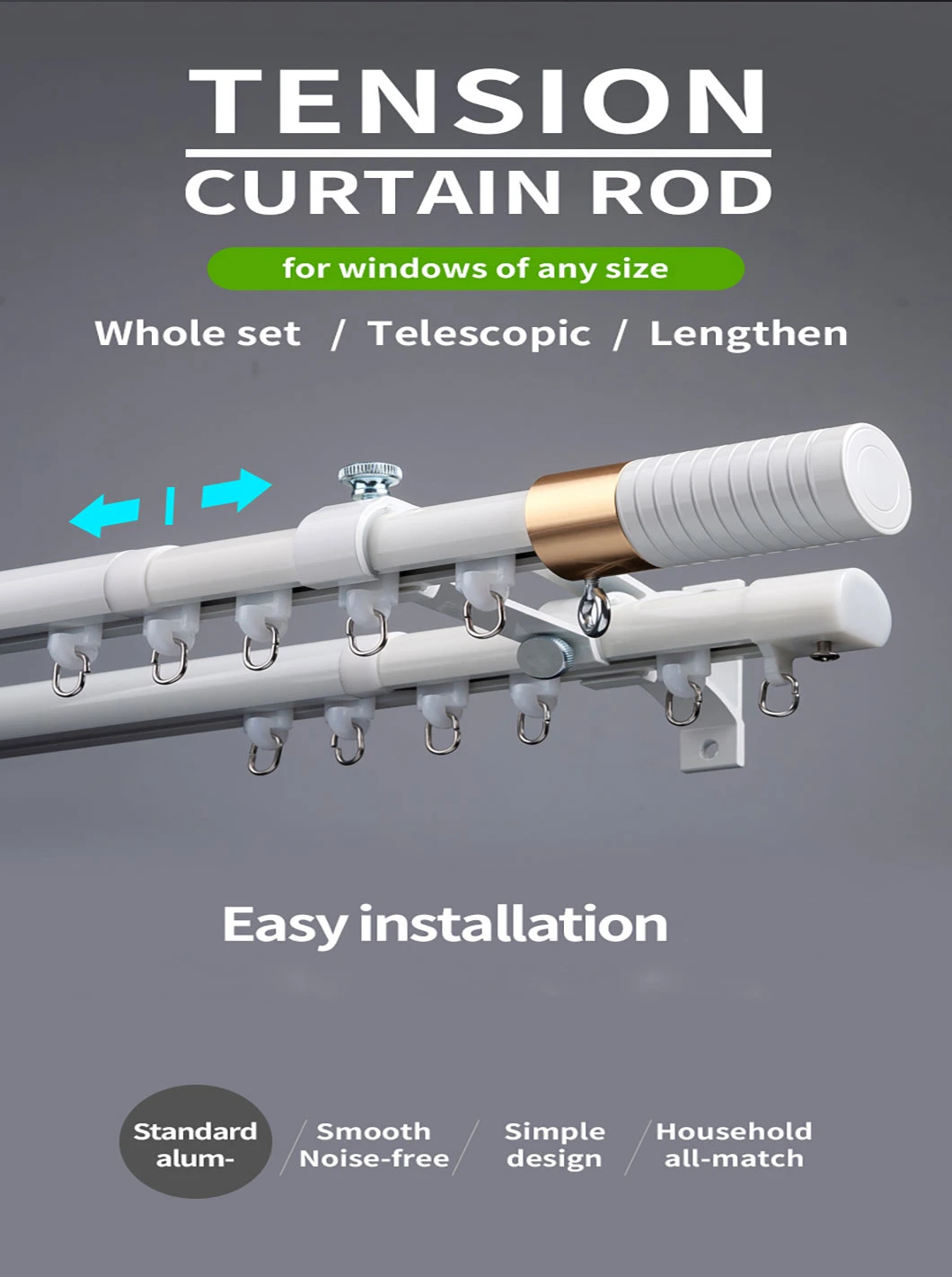 Newest Design Luxury Telescopic Roman Curtain Rod