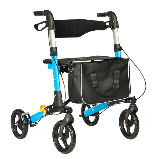 Rollator pieghevole in alluminio leggero con ruote da 8", sedile e braccioli regolabili